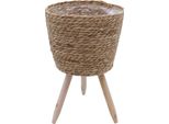 Supporto Per Piante Su Gambe - Ca. 35 X Ø 23 Cm - Supporto Per Fiori In Paglia/Legno (Piccolo)
