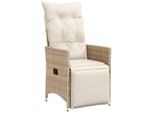 Vidaxl Poltrona Da Giardino Con Cuscino Regolabile Beige Poly Rattan