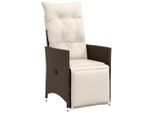 Vidaxl Poltrona Da Giardino Regolabile Con Cuscino In Poly Rattan Marrone