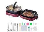 Vevor 2 In 1 Grill Elettrico Per Pentole Calde, 2100 W Multifunzionale Bbq Hot Pot Pieghevole, Barbecue Coreano 3.6 L Hot Pot, 70 X 29 X 25.5 Cm Grill Per Facile Pulizia, 8 Persone, Pentola Elettrica