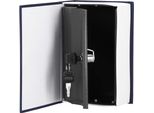 Cassaforte, Cassetta Di Sicurezza, Cassetta Di Metallo Con Chiave, Portatile, A Libro, Blu, 20X6,5X26,5 Cm, Springos