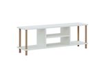 In And Outdoormatch Mobile Tv Edna - 120 X 29 X 43 Cm - Bianco - Truciolato - Legno Di Faggio - Design Elegante