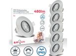 B.K.Licht - Set Di 5 Faretti Led Da Incasso 230V, Faretto Led Orientabile Per Bagno IP65, Faretti Da Soffitto Dimmerabili All'infinito, Spot Led, Spot Da Soffitto, Lampada Da Bagno, Cromo Opaco, 90X42 Mm (Dxh)