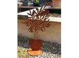 Albero Di Ulivo In Acciaio Inox Su Piatto, Filigrana Albero Di Ulivo In Acciaio Inox, Filigrana - 70 Cm