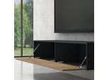 Doporro Mobile Porta Tv Sospeso 140 Cm Con 2 Ante Antracite Opaco E Marrone Chiaro, Credenza Bassa Da Soggiorno Salotto, Madia Consolle Bicolore Per Tv Fernsehschrank02