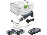 Smerigliatrice Angolare A Batteria Festool Agc 18-125 Eb-Basic 18 V 125 Mm Brushless + 2X Batteria Ricaricabile 4,0 Ah + Caricatore Rapido + Systainer