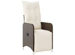 Vidaxl Poltrona Da Giardino Regolabile Con Cuscino In Poly Rattan Marrone