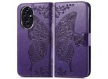 Per Honor 200 Custodia A Portafoglio In Pelle Finta Per Cellulare Custodia Con Design A Farfalla Custodie Viola