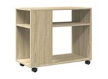 Tavolino Con Rotelle Rovere Sonoma 70X35X60 Cm Materiale A Base Di Legno