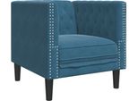 Vidaxl Poltrona Chesterfield In Velluto Blu