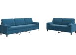 Vidaxl Set Di Divani A 2 Pezzi Con Cuscini E Imbottiture In Velluto Blu