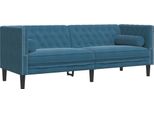 Divano Chesterfield Con Imbottiture 3 Posti In Velluto Blu