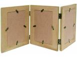 Deknudt S67UD1 Cornice Tripla In Legno Bianco Per 3 Foto Marrone Naturale 10X15 Cm