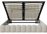 Cdglobal Letto Imbottito 140X200Cm Con Usb, Letto Contenitore Con Led, Letto Giovanile Letto Matrimoniale Con Rete A Doghe, Letto Funzionale, Biancheria, Beige