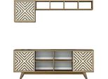 Dmora Mobile Porta Tv Drusilla 35X160X56.2H Cm Bianco, Apertura Battente 4 Vani