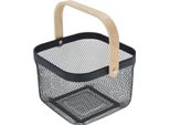 Cestino In Metallo Con Supporto In Legno, 25 X 24,5 X 18 Cm