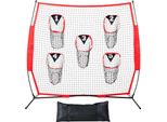 246 X 150,5 X 250 Cm Rete Da Lancio Per Allenatore Di Calcio - Rete Per Allenamento Con 5 Tasche Per Bersagli - Rete Senza Nodi - Incluso Telaio Ad Arco E Borsa Per Il Trasporto - Precisione Di Lancio Qb