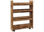 Vidaxl Carrello Portaoggetti Stretto 4 Ripiani Aspetto Legno Vecchio Materiale A Base Di Legno