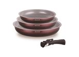 Set Di 3 Padelle - Arthur Martin - AM8866 - Tutti I Tipi Di Piano Cottura Compresa L'induzione - 20/24/28 Cm + 1 Manico - Alluminio - Rivestimento In Ceramica