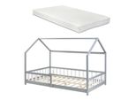 Letto Per Bambini 'Hesel' Con Materasso Anticaduta A Doghe 120 X 200 Cm Grigio