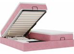 Vidaxl Ottoman Letto Con Materassi Rosa 160X200 Cm In Velluto
