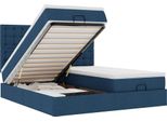 Vidaxl Ottoman Letto Con Materassi Blu 180X200 Cm Tessuto