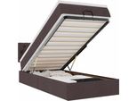 Vidaxl Ottoman Letto Con Materasso Marrone Scuro 100X200 Cm Tessuto