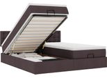 Vidaxl Ottoman Letto Con Materassi Marrone Scuro 160X200 Cm Tessuto