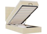 Vidaxl Ottoman Letto Con Materasso Crema 90X200 Cm In Tessuto