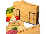 Set Di 4 Taglieri Da Cucina In Legno Di Bambù + Supporto