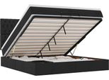 Vidaxl Ottoman Letto Con Materassi Nero 200X200 Cm Tessuto