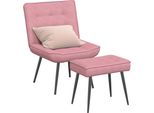 Vidaxl Poltrona Relax Con Sgabello In Velluto Rosa