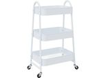 Vidaxl Carrello Portaoggetti 3 Ripiani Bianco 42X41,5X77 Cm Acciaio