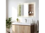 Costway 80 X 60 Cm Specchio Da Bagno A Led, Specchio Rettangolare A Parete Con Illuminazione Dimmerabile A 3 Colori, Interruttore Touch Antiappannamento