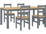 Vidaxl Set Da Pranzo 5 Pezzi Panama Grigio In Legno Di Pino Massiccio