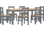 Vidaxl Set Da Pranzo 7 Pezzi Panama Grigio In Legno Di Pino Massiccio