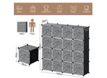 Jayseuw Armadio Fai Da Te 16 Scomparti A Innesto Sistema Di Scaffalatura Armadio Combinato A Innesto Con Porta 140X140X35Cm Resistente All'acqua E Alla Polvere