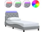 Vidaxl Struttura Letto Con Led Senza Materasso Grigio Chiaro 80X200 Cm Tessuto