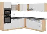 Vicco Cucina Angolare Completa R-Line, 237 X 247 Cm , Pl Antracite, Casa Di Campagna Bianca/Quercia Dorata