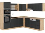 Vicco Cucina Angolare Completa R-Line, 237 X 247 Cm , Pl Rovere, Antracite Casa Di Campagna/Rovere Dorato