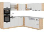Vicco Cucina Angolare Completa R-Line, 237 X 247 Cm , Pl Marmo, Casa Di Campagna Bianca/Quercia Dorata