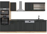 Vicco Cucina Componibile R-Line, 300 Cm Con Armadio Alto, Pl Antracite, Antracite Casa Di Campagna/Rovere Dorato