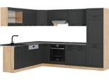 Vicco Cucina Angolare Completa R-Line, 227 X 287 Cm , Pl Antracite, Antracite Casa Di Campagna/Rovere Dorato