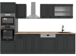 Vicco Cucina Componibile R-Line, 300 Cm Con Armadio Alto, Pl Rovere, Casa Di Campagna Antracite/Antracite