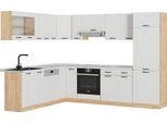 Vicco Cucina Angolare Completa R-Line, 227 X 287 Cm , Pl Marmo, Casa Di Campagna Bianca/Quercia Dorata