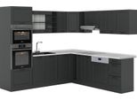 Vicco Cucina Angolare Completa R-Line, 237 X 247 Cm , Pl Marmo, Casa Di Campagna Antracite/Antracite