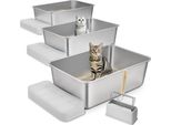 Set Di Lettiere Per Gatti - Confezione Da 3 Lettiere Per Gatti Con Base Filtrante - 60X40X20Cm - Toilette Per Gatti Inibitrici Di Odori Per Ambienti Puliti