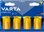Varta 4120101424 Batteria Alcalina Varta Longlife, Mono (D), Confezione Blister Da 4 Pezzi