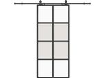 Vidaxl Porta Scorrevole Con Rubinetteria Nera 90X205 Cm In Vetro Temperato
