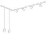 Sistema A Binario Briloner Rail, Set Completo, 4 Faretti GU10, 2 Pendenti GU10, Orientabili, Forma A L, Bianco, 2,25 M